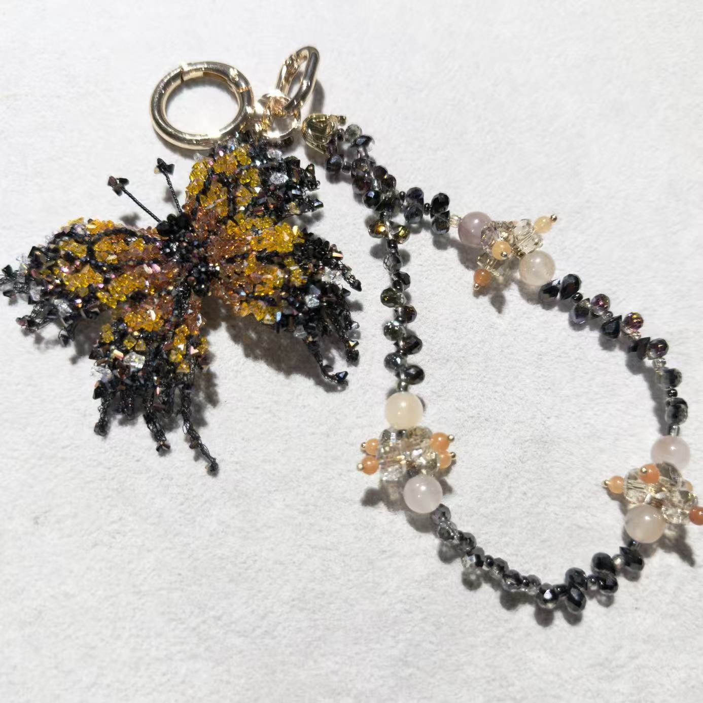 非金属合成锆石吊坠 莫奈海之星虎斑蝶包挂钥匙扣小众设计优雅款