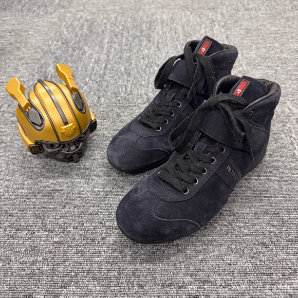 95新 Prada/普拉达 /39码/魔术贴侧标高帮板鞋/公价4800/GM000186