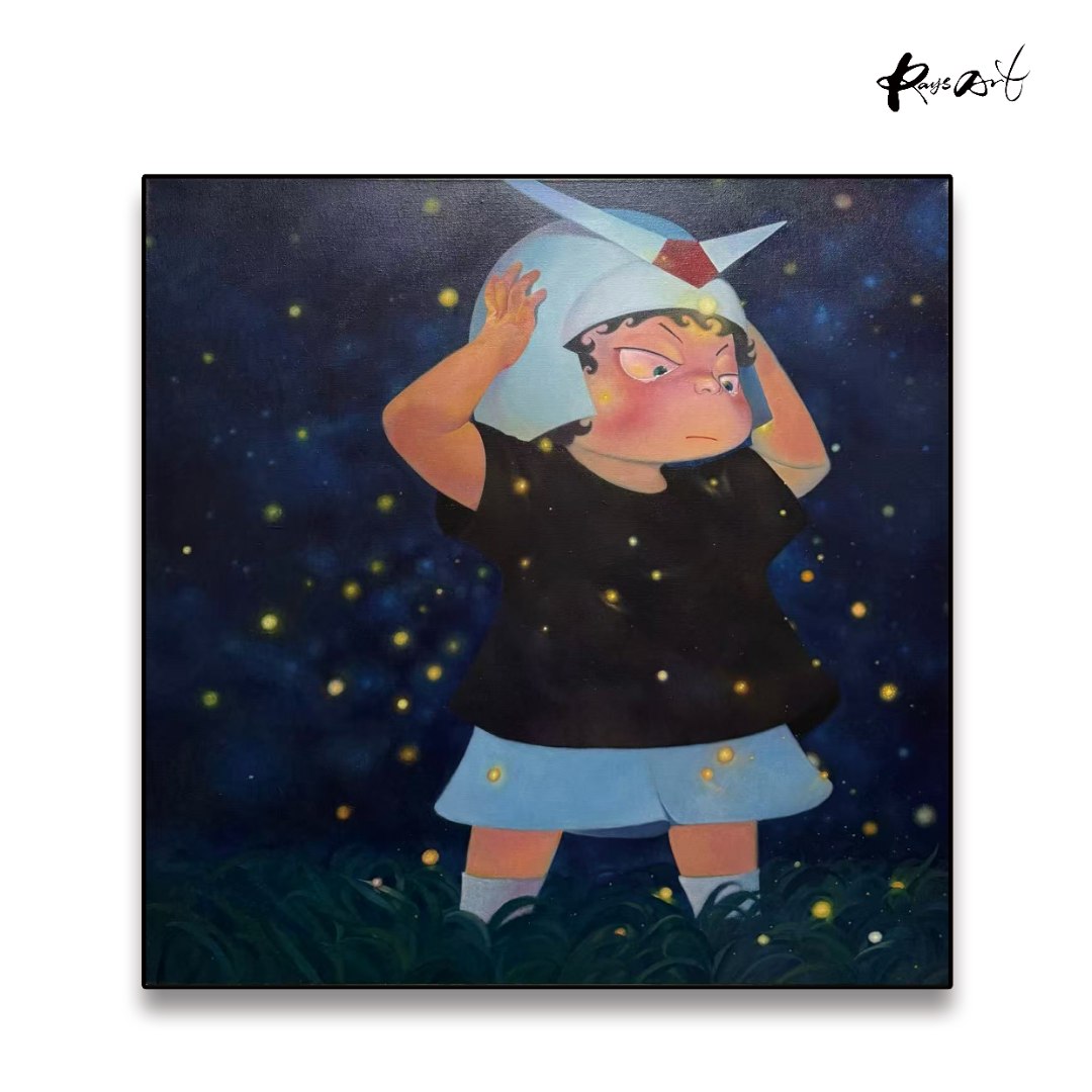 RaysArt艺术-梁嘉舜 当代艺术家小朋友系列丙烯绘画原作 作品收藏