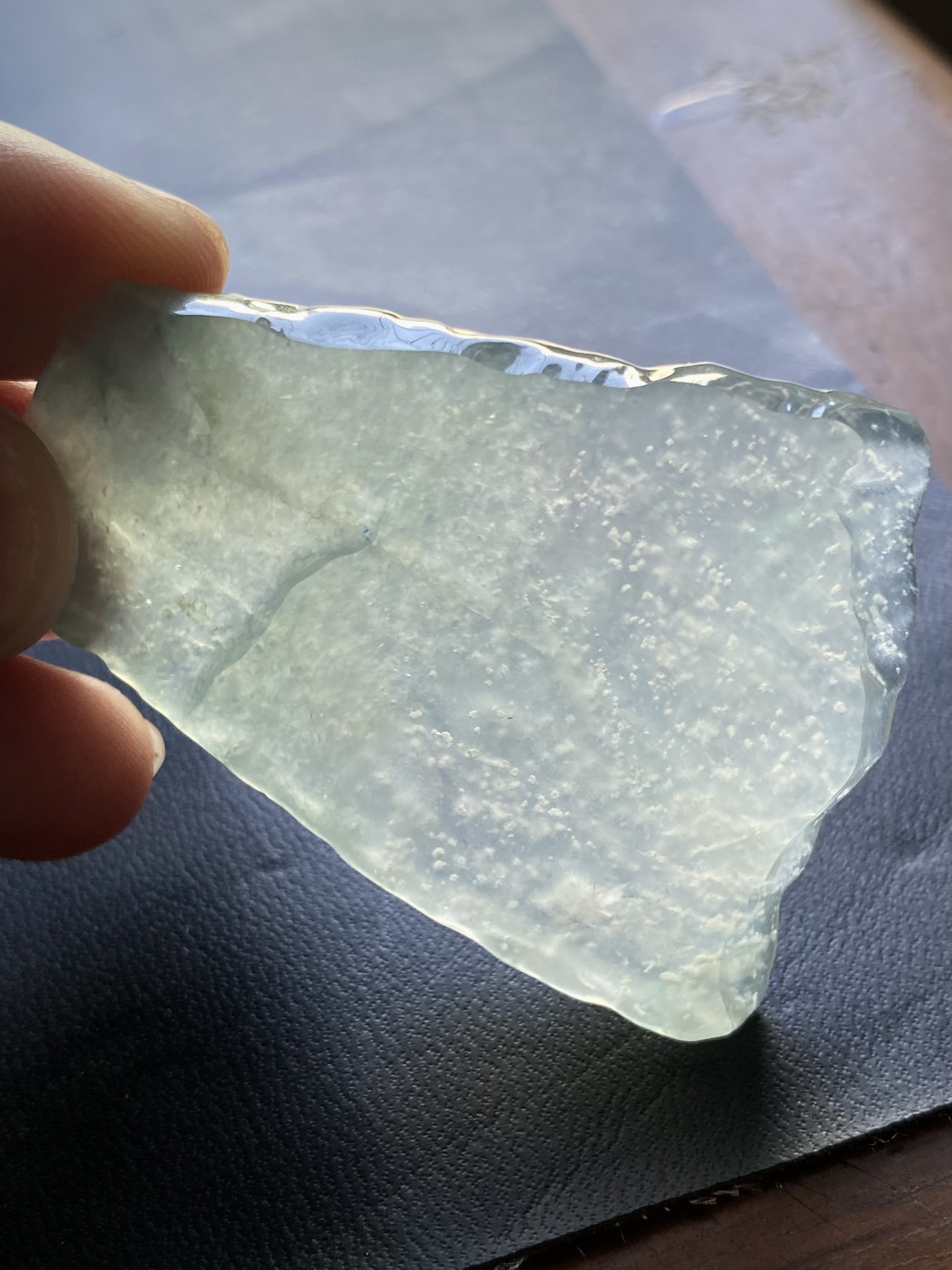 高冰种翡翠玻璃底雪花棉意境牌可做多件珠宝镶嵌级57-38-5.3mm