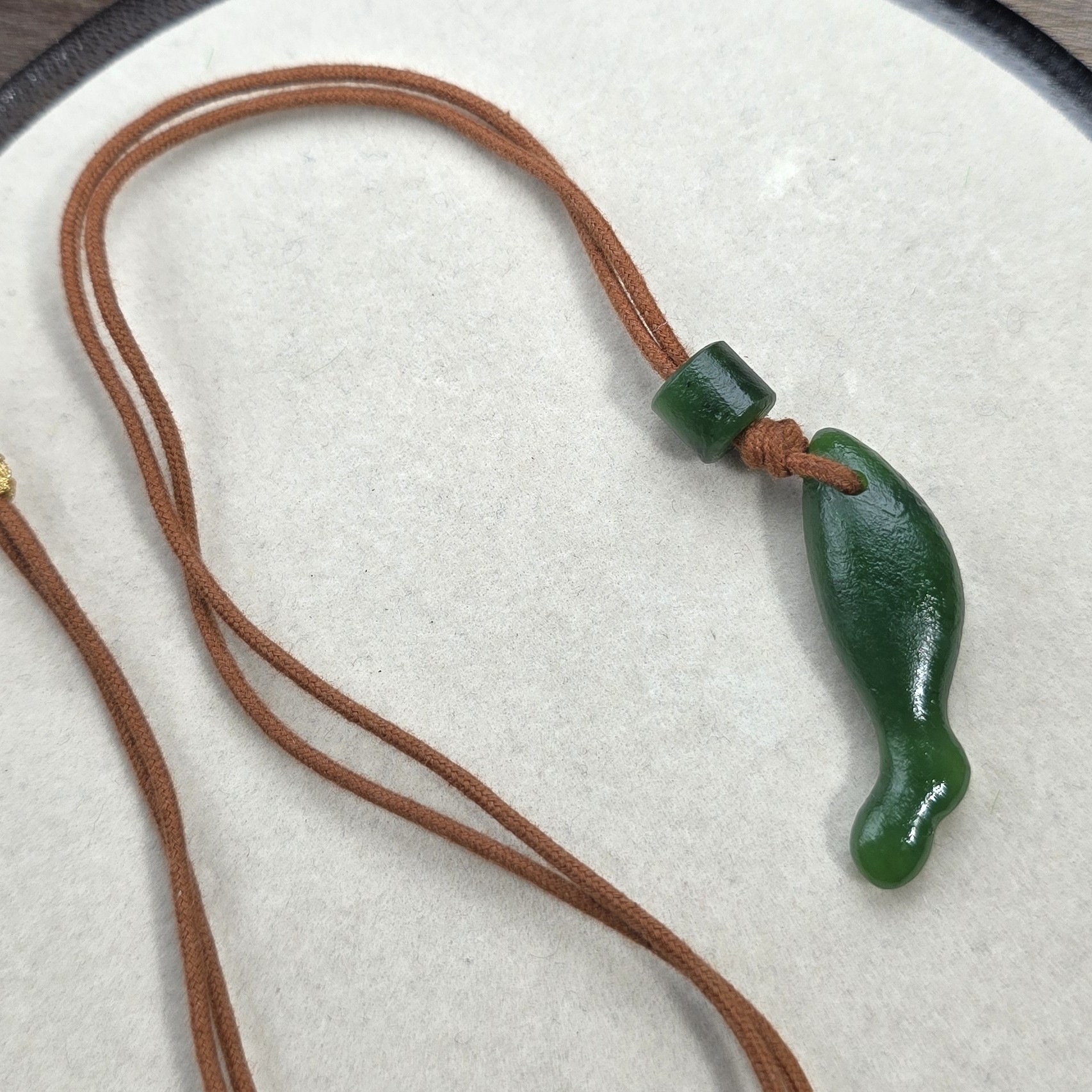 和田碧玉小鱼吊坠年年有余多样性发其一0062