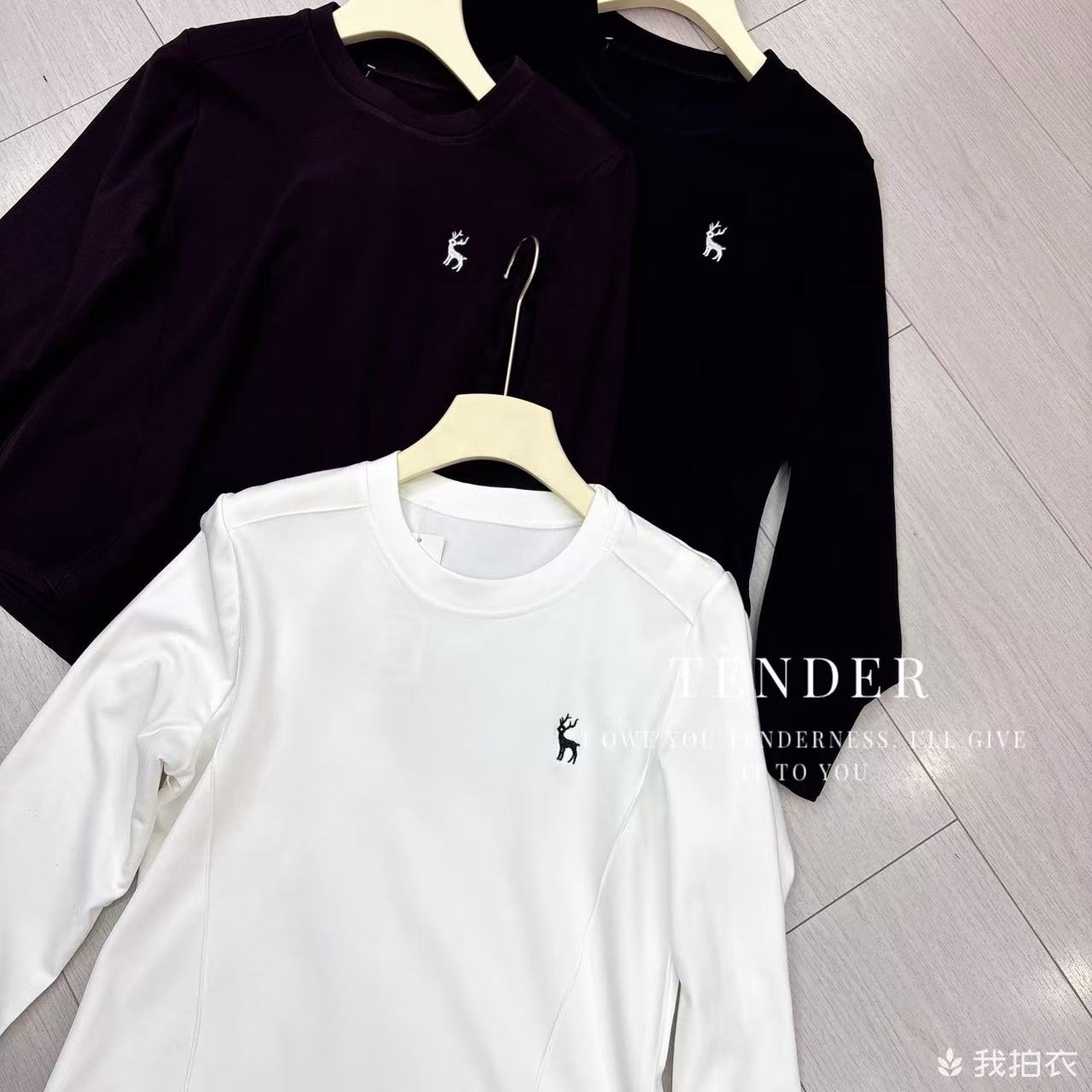 KJ2570新款休闲刺绣小鹿长袖T恤打底上衣