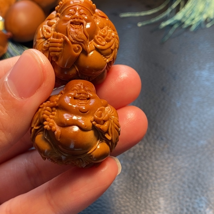橄榄核手串/手链中**香财神弥勒单子一对
