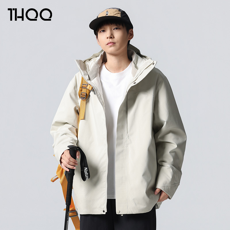 青少年黑色冲锋棉衣男士户外冬季外套2025新款棉袄加厚棉服大童潮