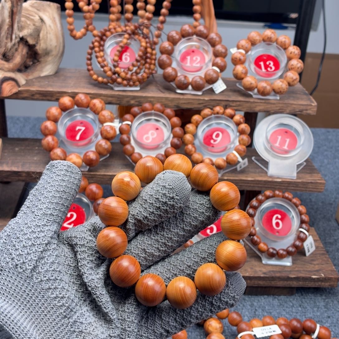 柏木（崖柏）手串/手链18红油蚕丝纹骨料福利款