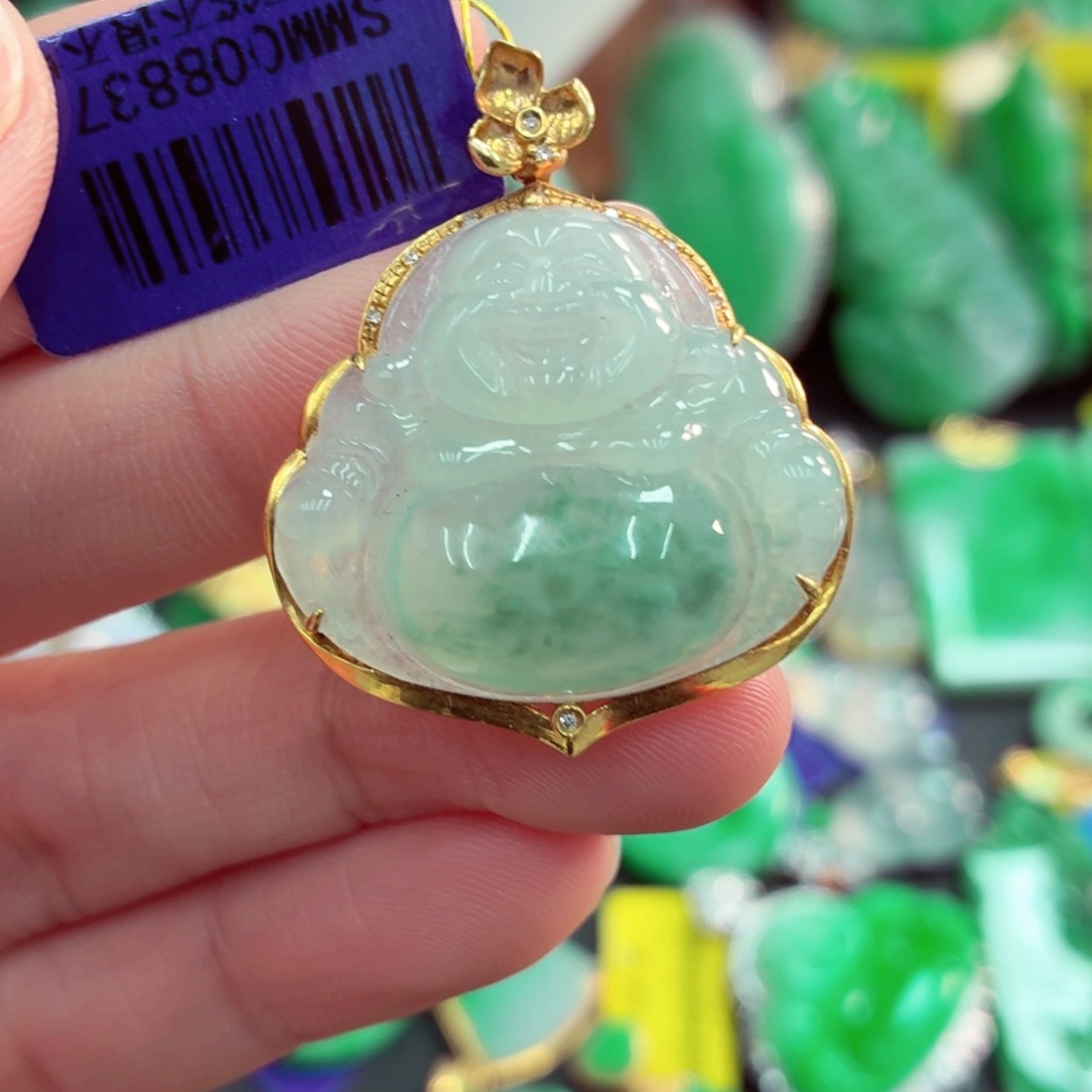 翡翠18K金镶嵌吊坠(不含链)