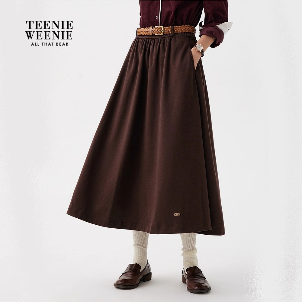 *TeenieWeenie小熊女装半身裙25秋新时髦时尚喇叭长裙TTWH258TCAB