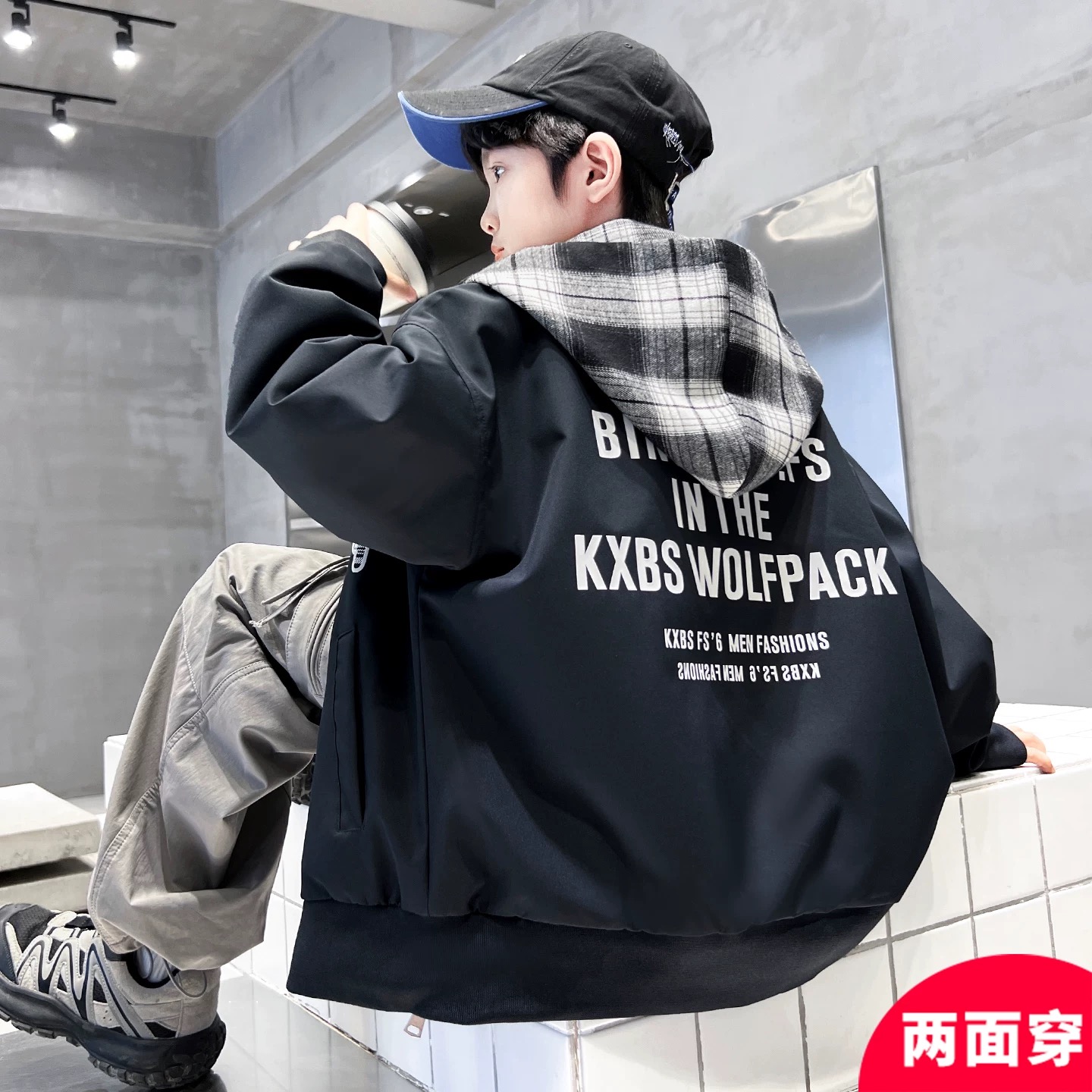 男童秋款外套2025秋季新款棒球服中大童男孩秋装双面穿夹克外套