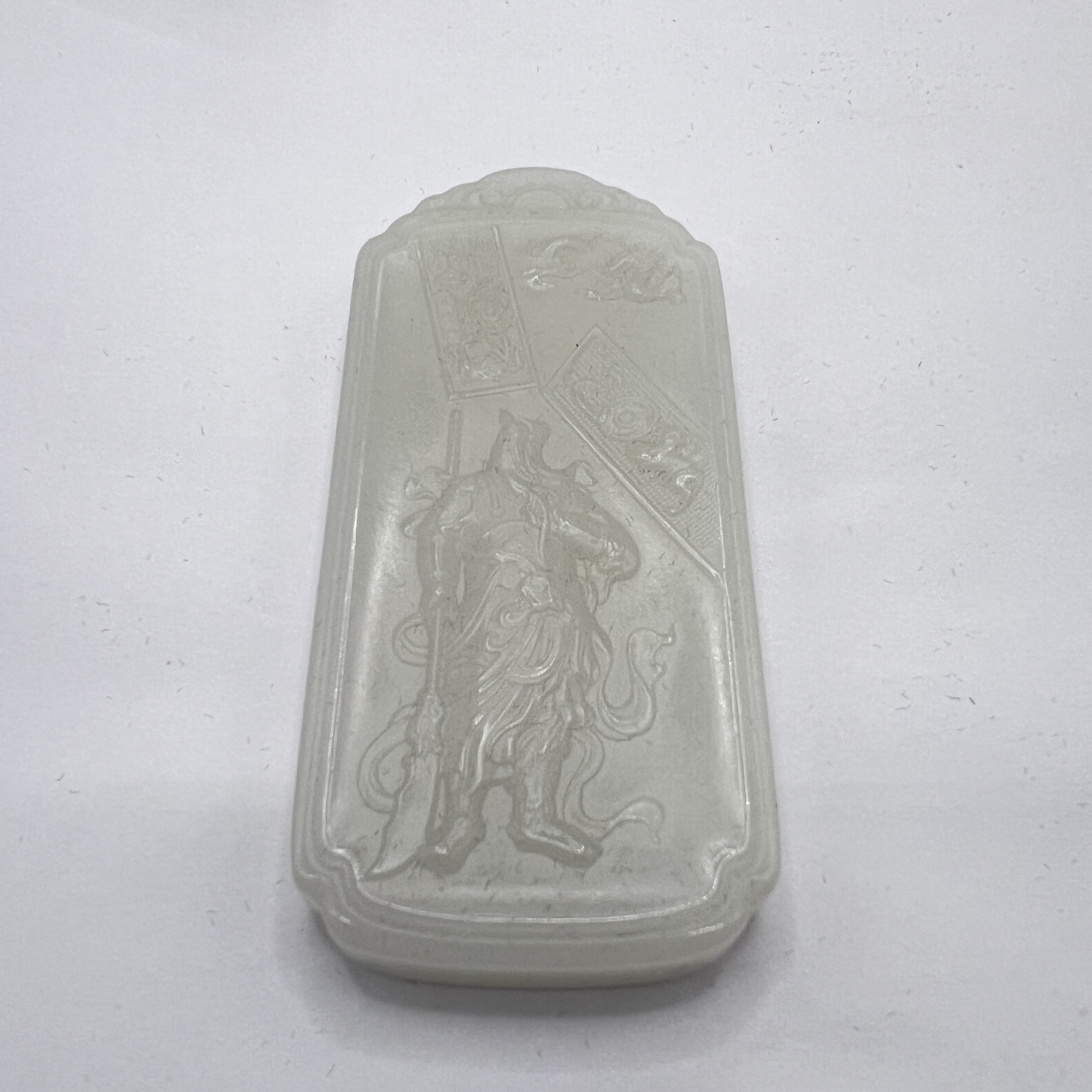 和田玉大师雕关羽牌-M25GQ006B19