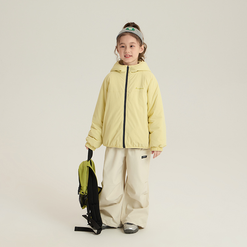 软壳【防水抗风】女童夹棉加绒连帽外套冬季儿童防风保暖棉服25H147