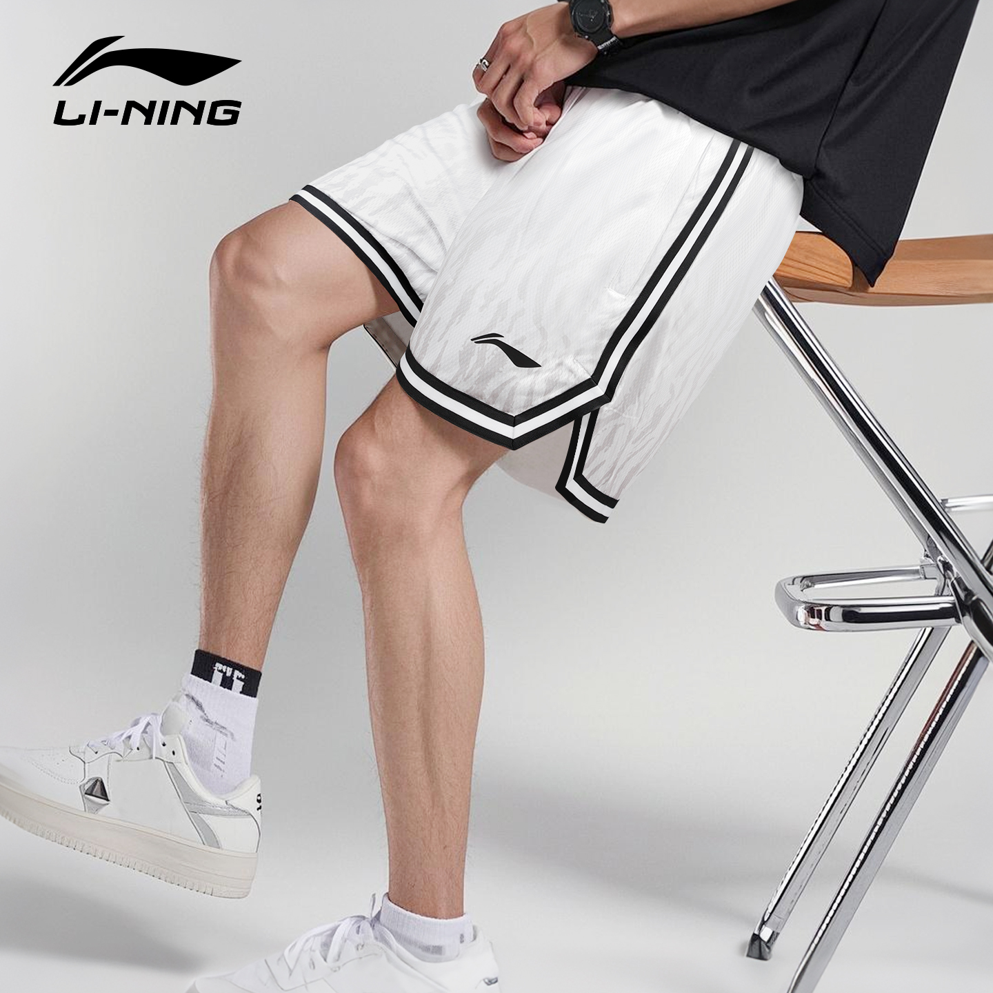 李宁CBA篮球短裤男专业运动比赛训练速干宽松美式休闲裤子四分裤