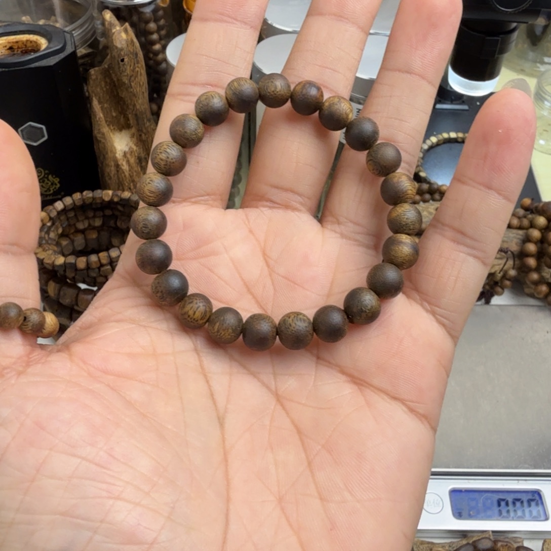 芥***油沉香香囊沉香奇楠沉香卡8沉水圆珠单圈