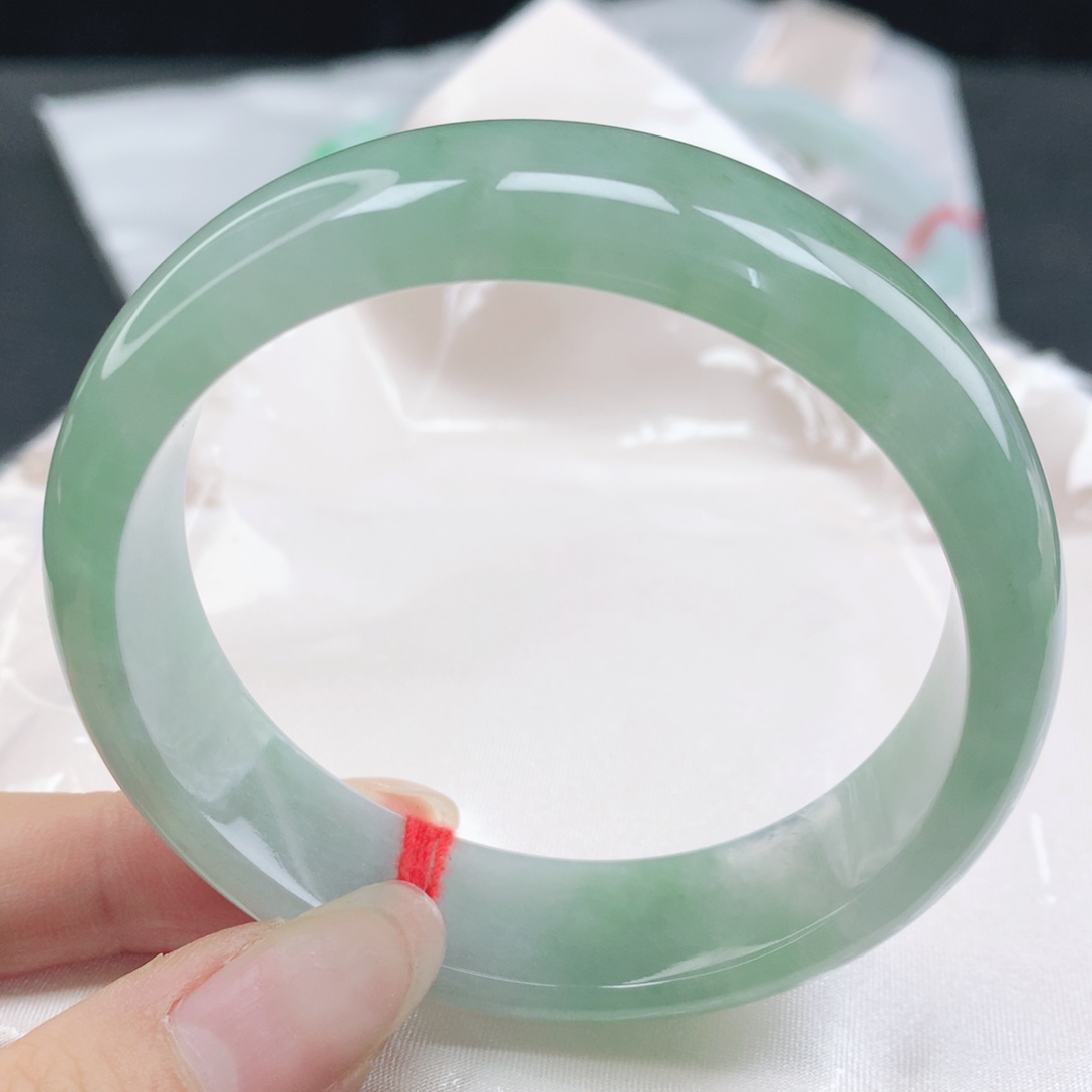 翡翠未镶嵌手镯缅甸57.2冰润蓝绿轮胎