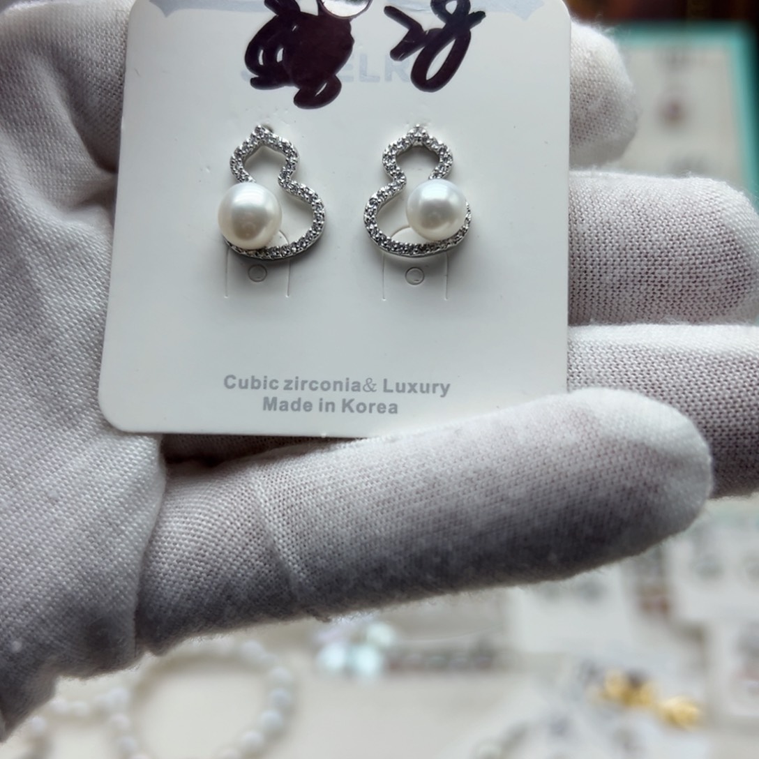 淡水珍珠耳钉合金