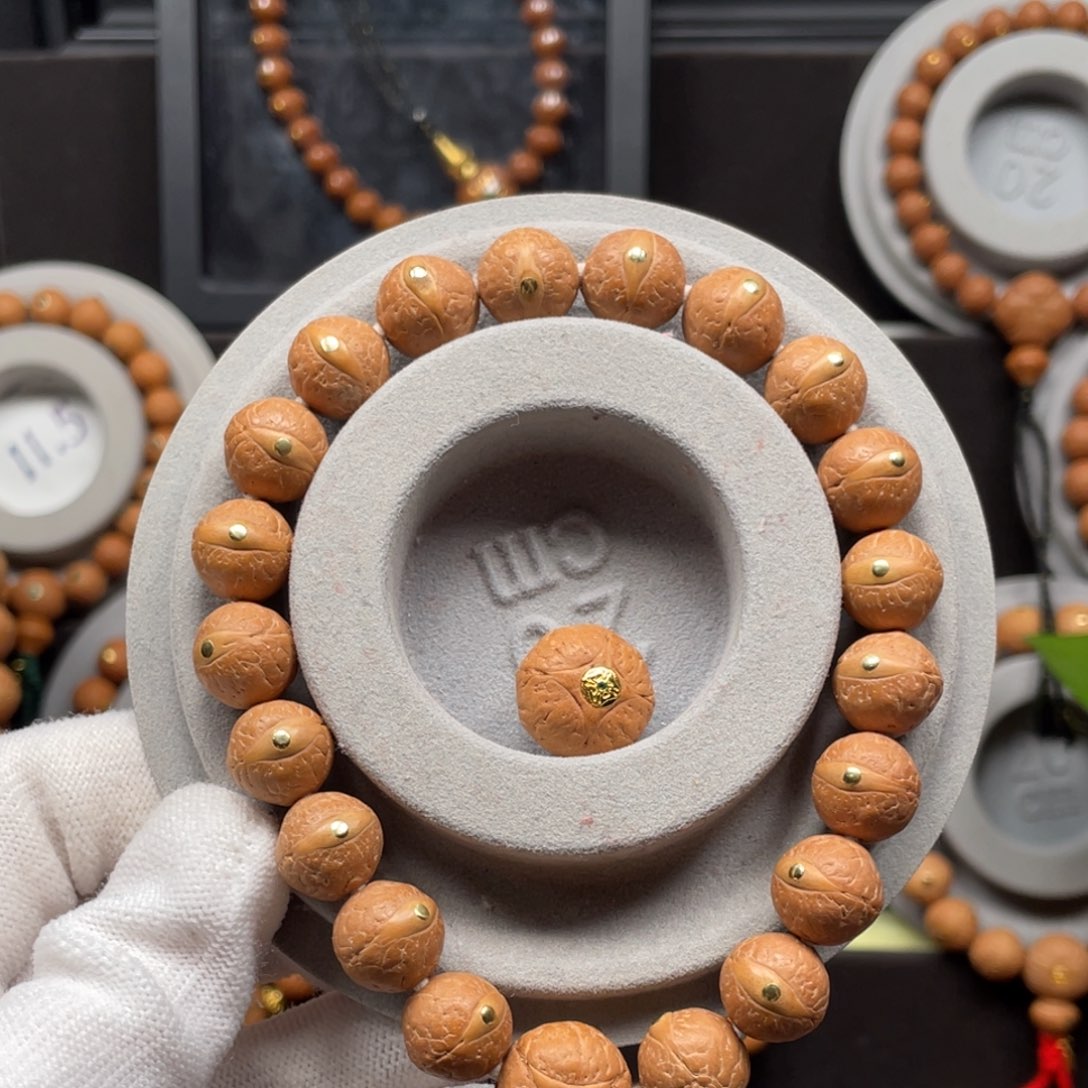 手串凤眼菩提尼泊尔凤眼菩提同树铜丁镶嵌