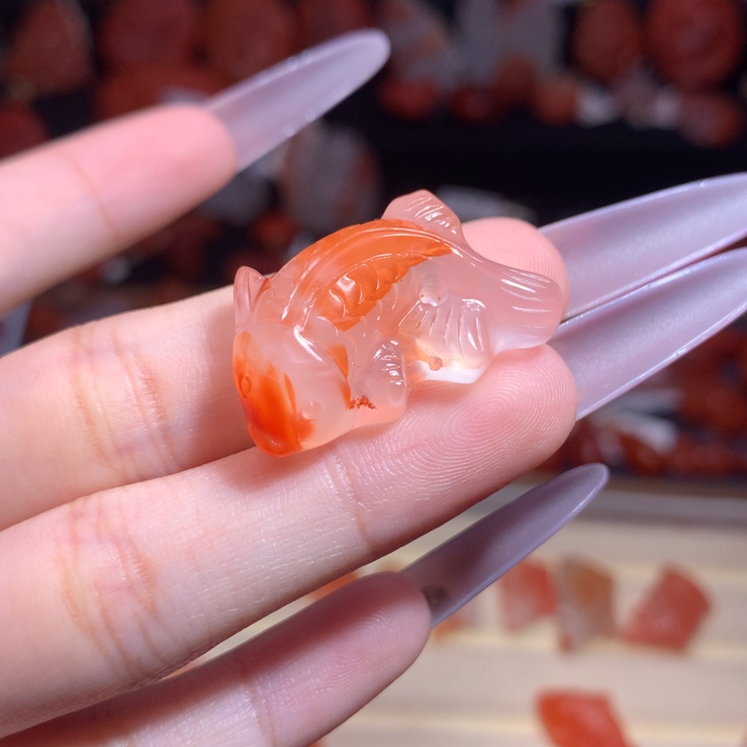 懒***衍南红玛瑙未镶嵌珠宝半成品锦鲤