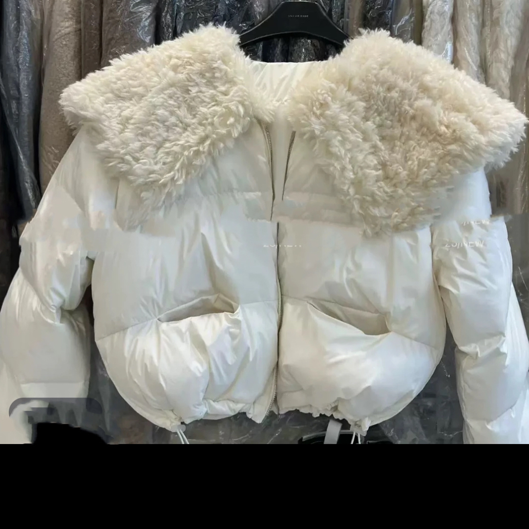 洁哥 新品韩系大翻领白丫丫羽羽短款外套