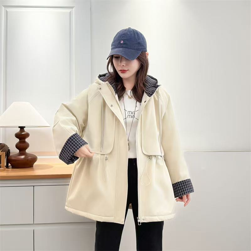 网红洋气短外套厚款棉衣防风连帽保暖女极简风大衣风衣冬季 113