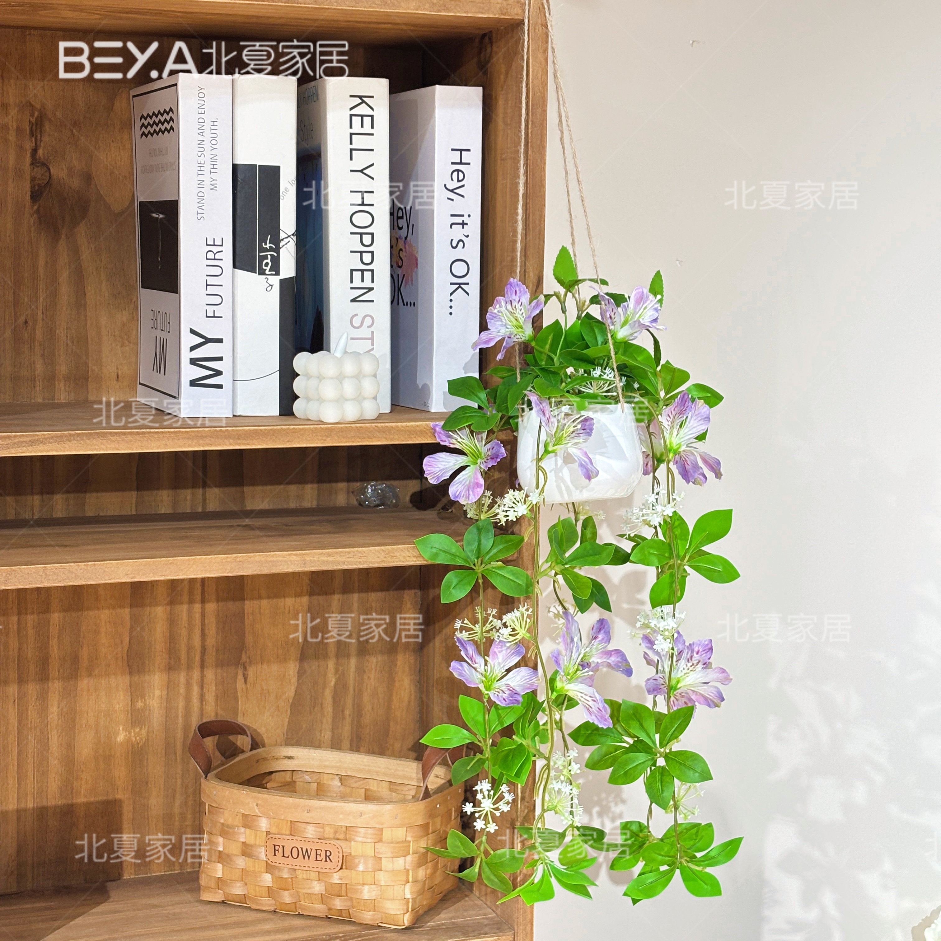 吊篮花紫藤花壁挂灯笼吊兰墙面装饰花藤垂吊室内外适用