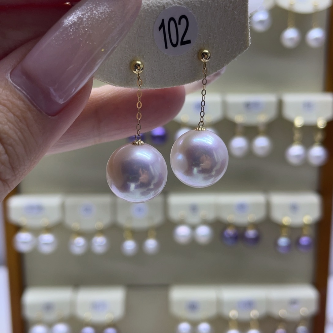 淡水珍珠耳饰18K金镶嵌