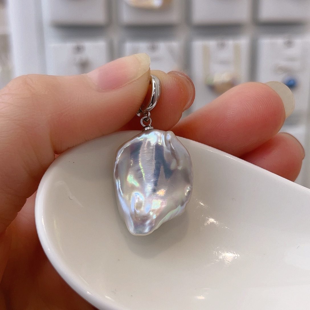 淡水珍珠天然珍珠巴洛克银S925镶嵌