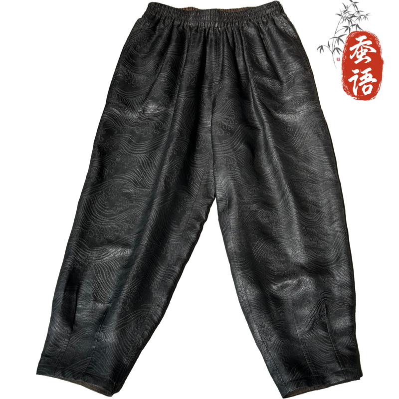 【海波纹花苞裤】桑蚕丝香云纱50姆米提花罗花苞小脚裤