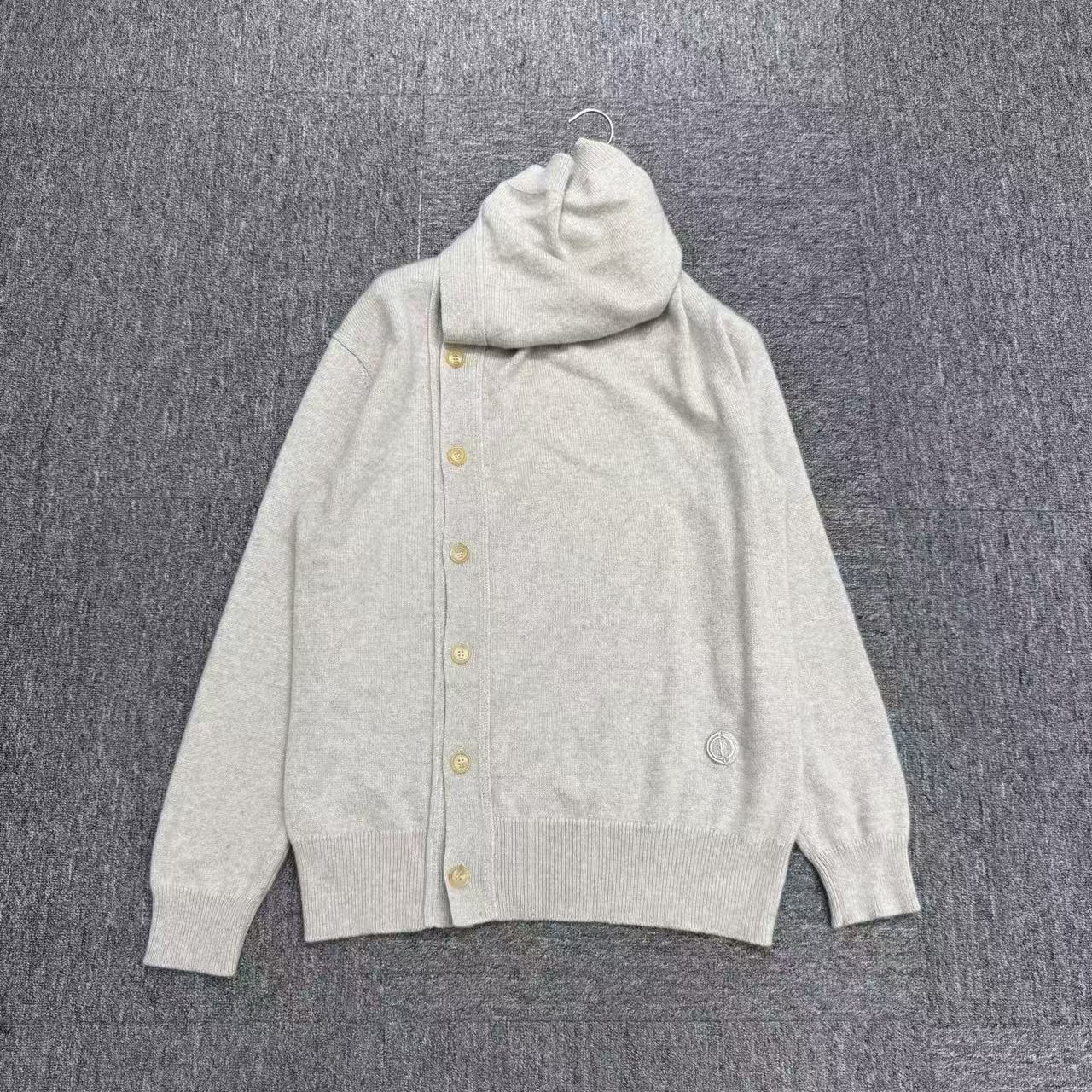 99新 DIOR/迪奥 褶裥高领刺绣羊毛开衫/M码/18384