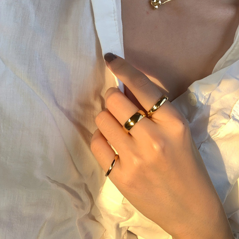 钛钢戒指 民族风情侣指环个性金色复古宫廷浅金指戒小众