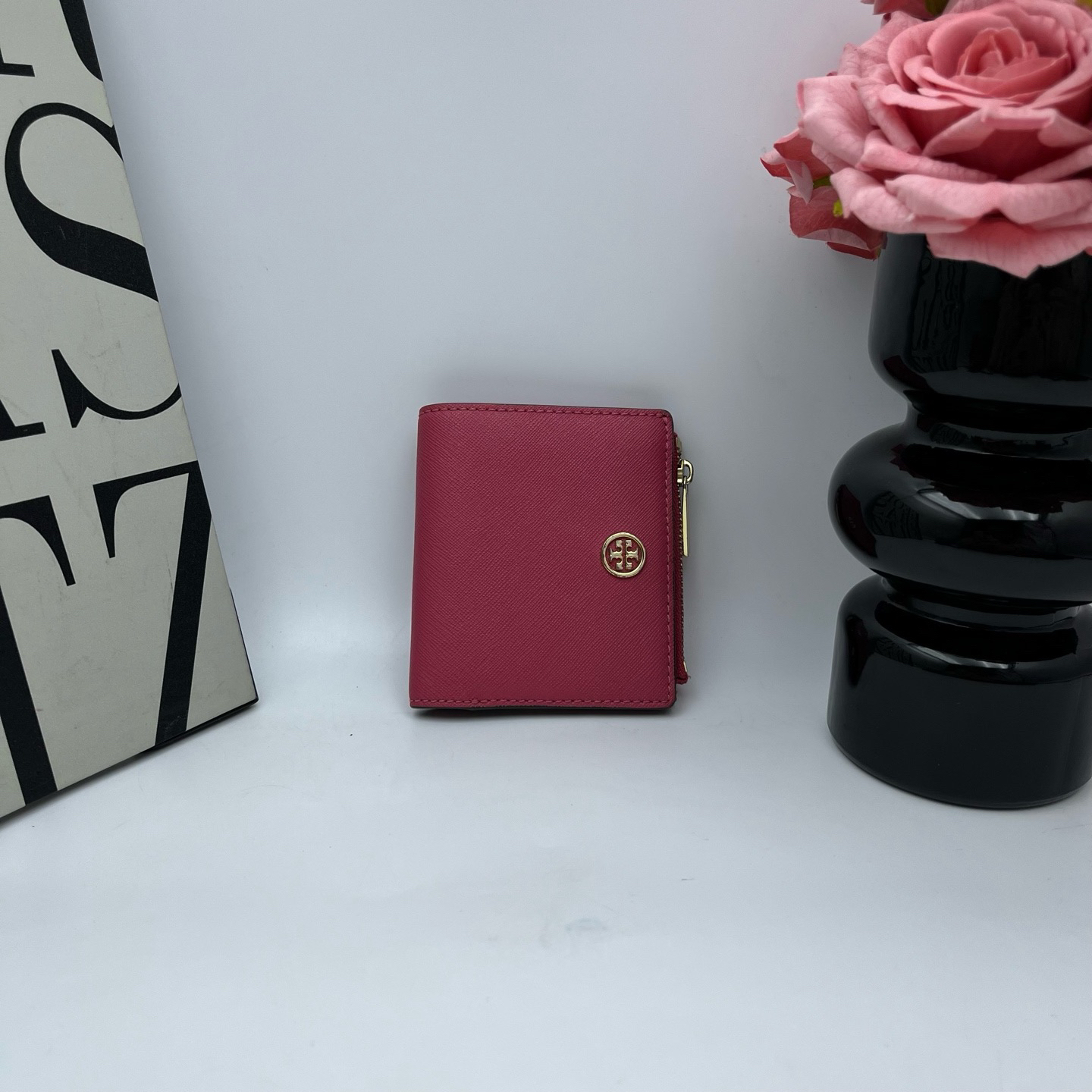 95新 TORY BURCH/汤丽柏琦 xy 9579红色短款钱包 10*9