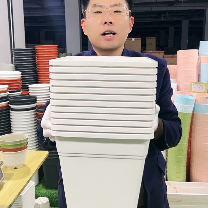 正品方盆口26高29白色3只无托