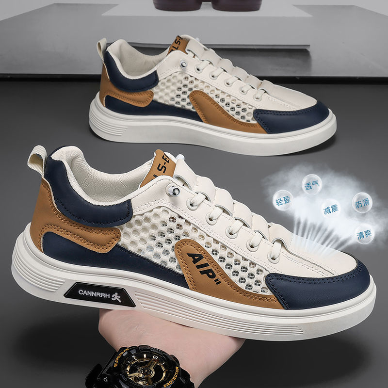 啄木鸟夏季新款大网孔板鞋时尚百搭防滑网面透气潮牌休闲鞋