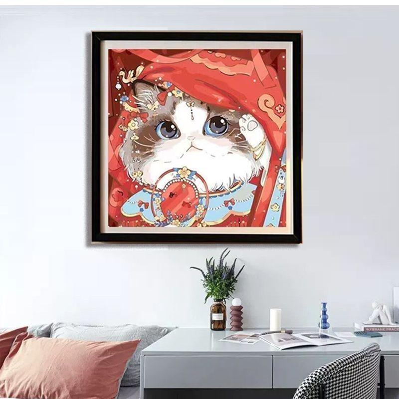 纯手工绣好十字绣成品396花嫁猫咪客厅挂画