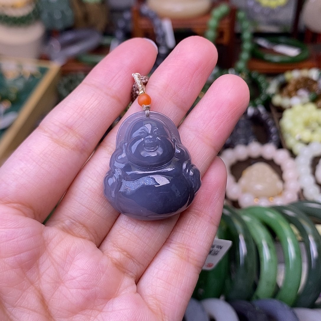 和田玉福利补贴浓烟紫佛公吊坠未镶嵌