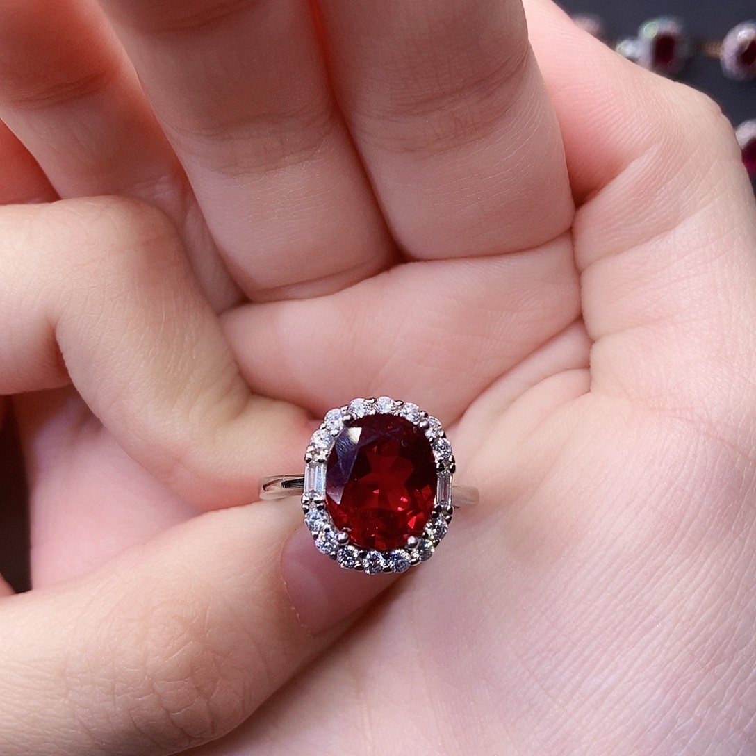 红宝石戒指银S925镶嵌