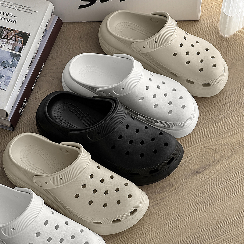 泡芙感洞洞鞋男女厚底增高凉鞋防滑防臭踩屎感夏季外穿拖鞋情侣