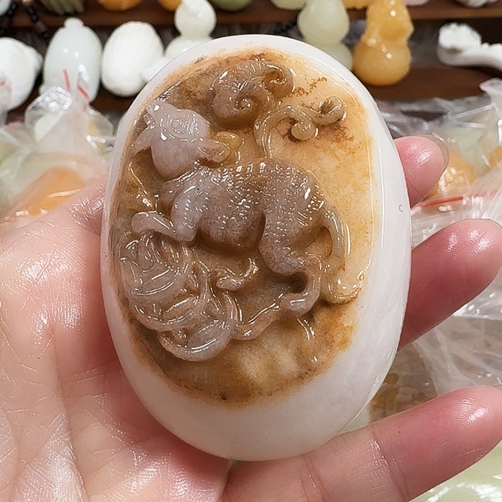 谁***仙砖雕石头手把件不退不换