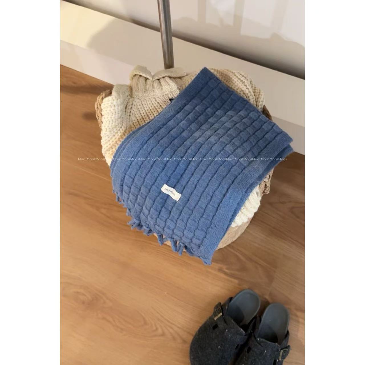 【mooi】'小蓝格'秋冬新款韩版ins风小众设计感围巾