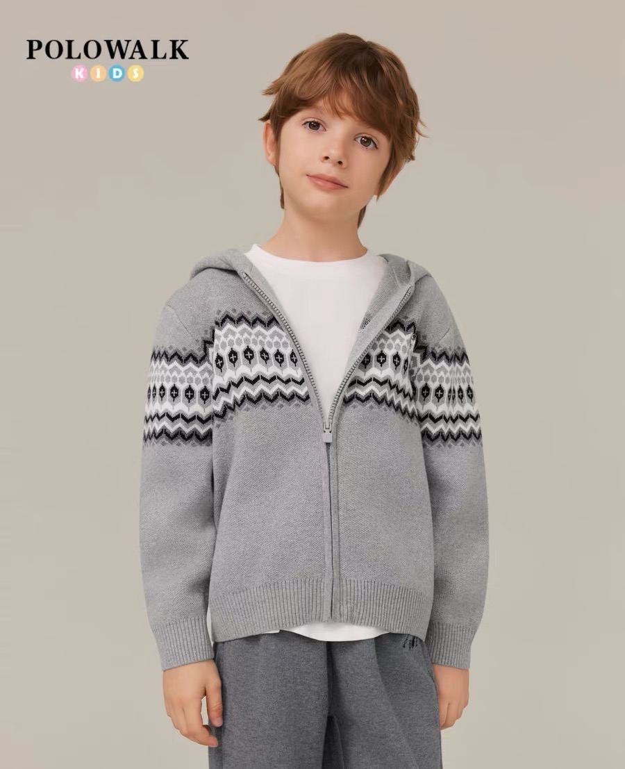 POLOWALK25年秋季新品男童纯棉拉链开衫