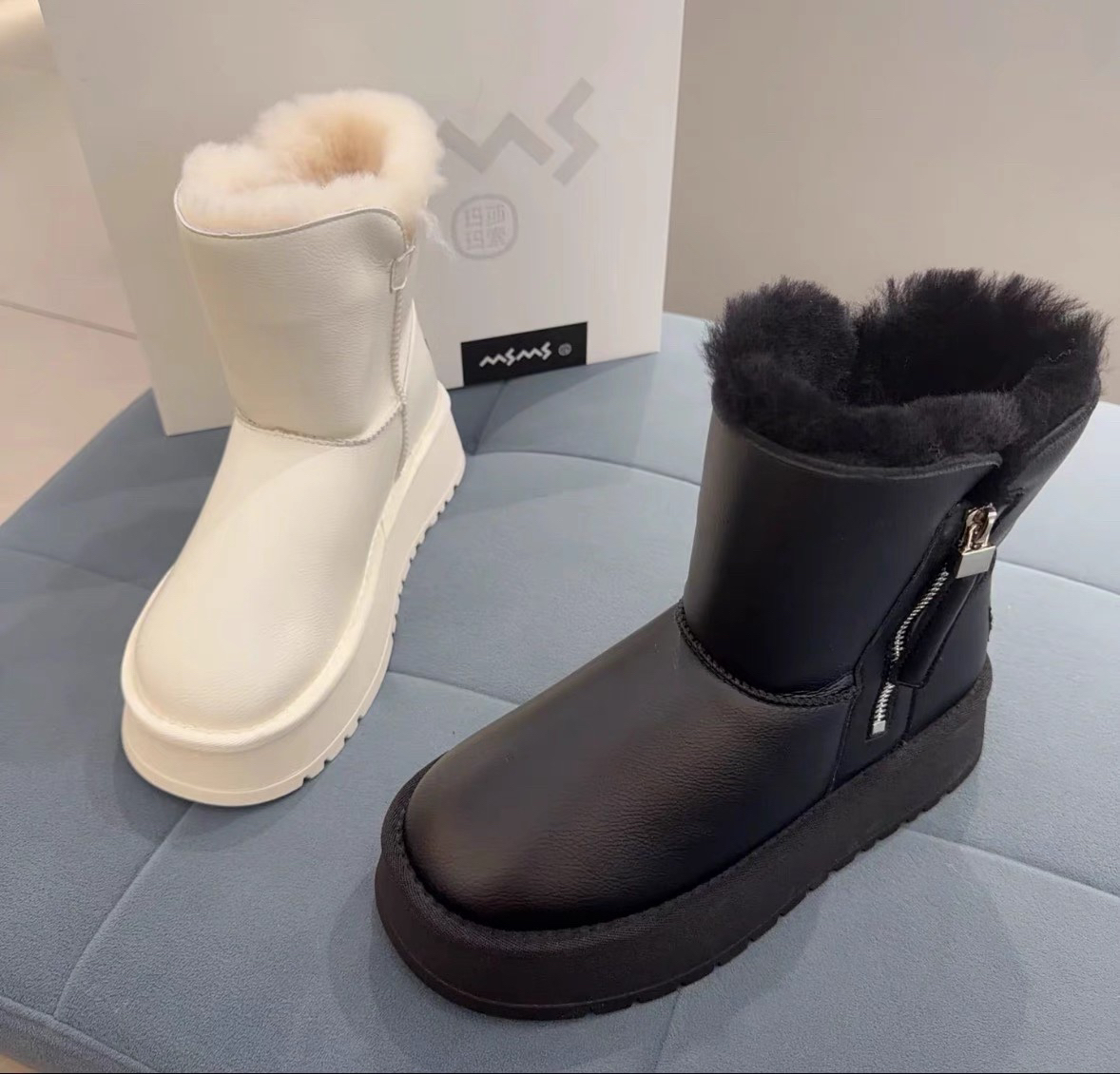 玛莎玛索508-535版2025女鞋新款冬季保暖潮软底休闲鞋大棉靴