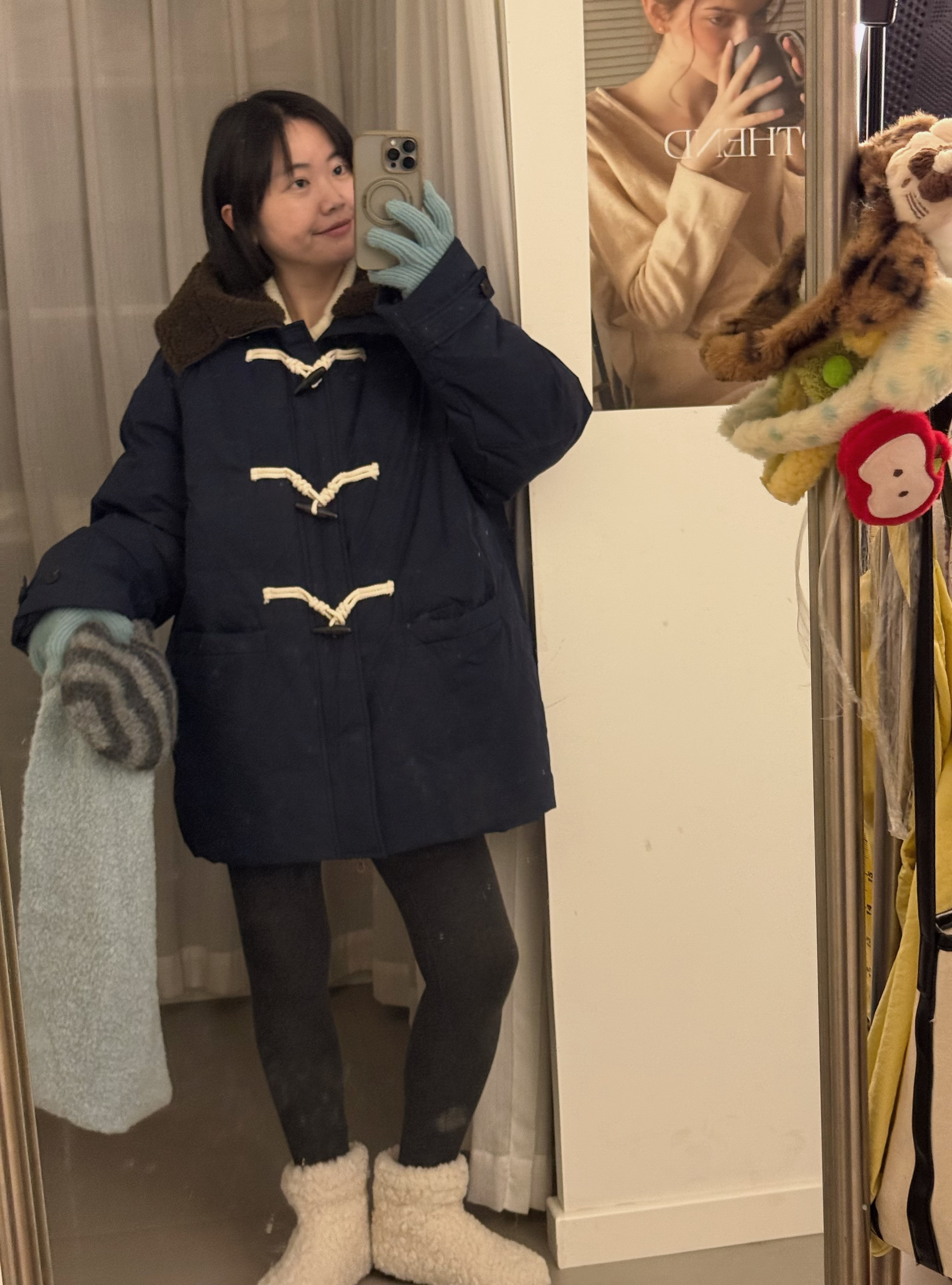 Tothend-“奇迹暖暖”超厚实羊羔毛大帽子牛角扣羽绒服中长款外套
