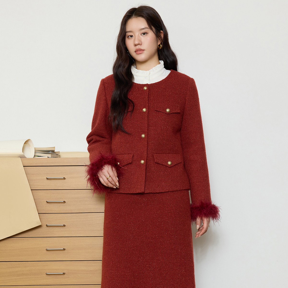 独束微胖大码女装复小香风三件套25DS81081/81134/81082