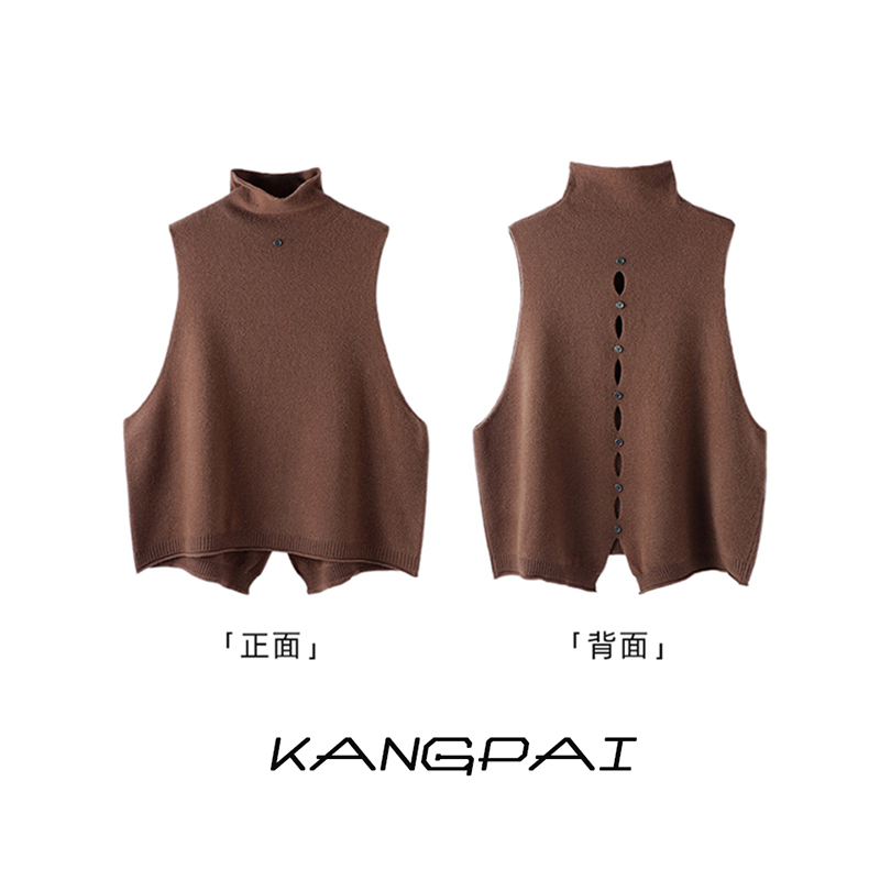 【法式轻奢风】~100%纯羊毛马甲设计师款堆堆领显瘦A字版无袖背心女