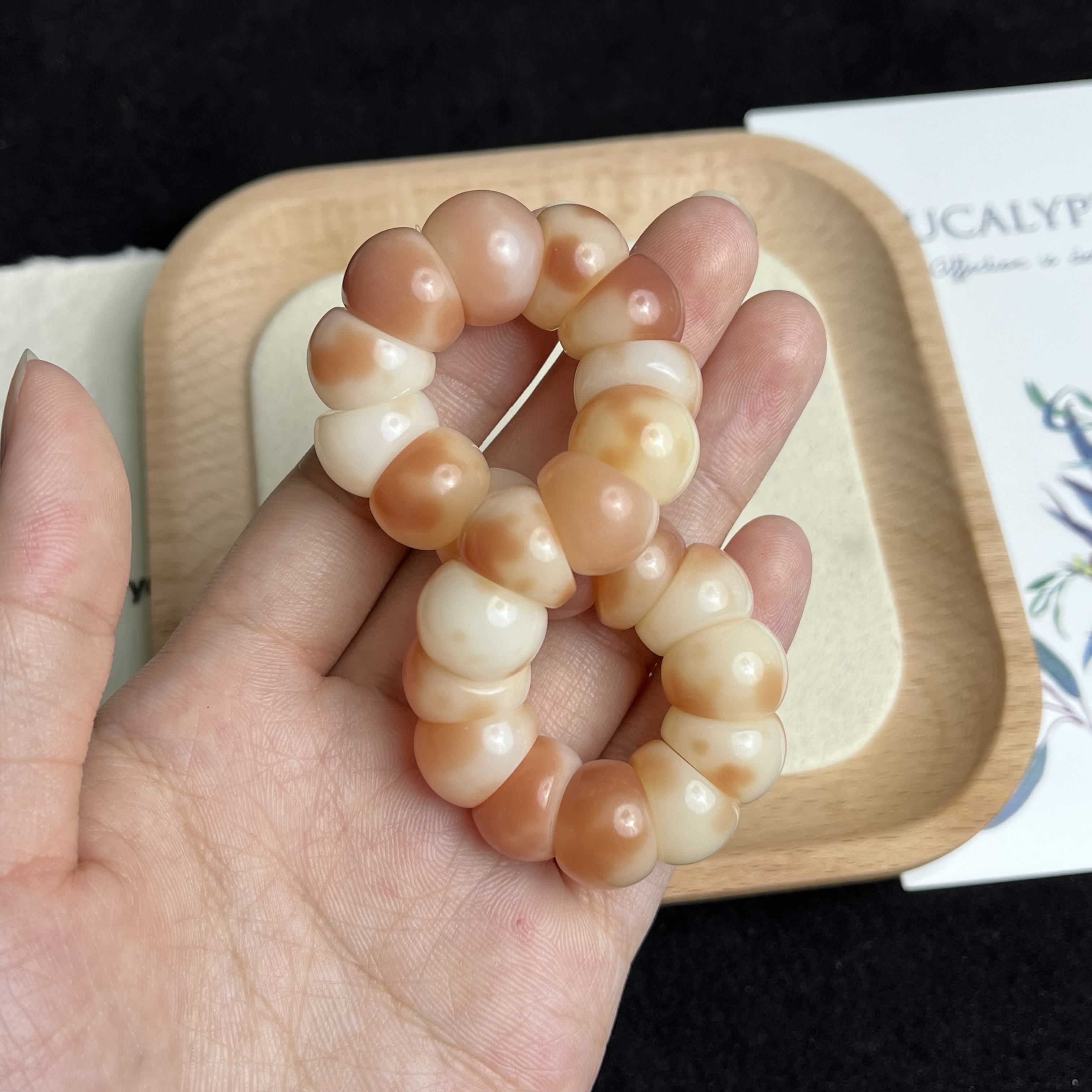 【桃粉盈盈14mm】菩提根粉花皮蒜瓣单圈CS021-1085