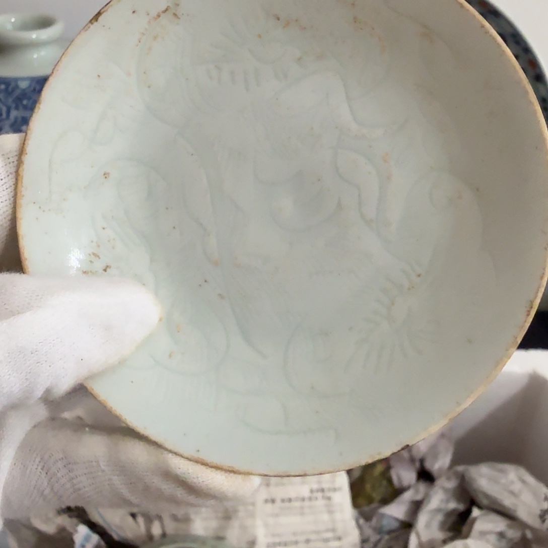 兵***大青瓷杯子一件完整完整