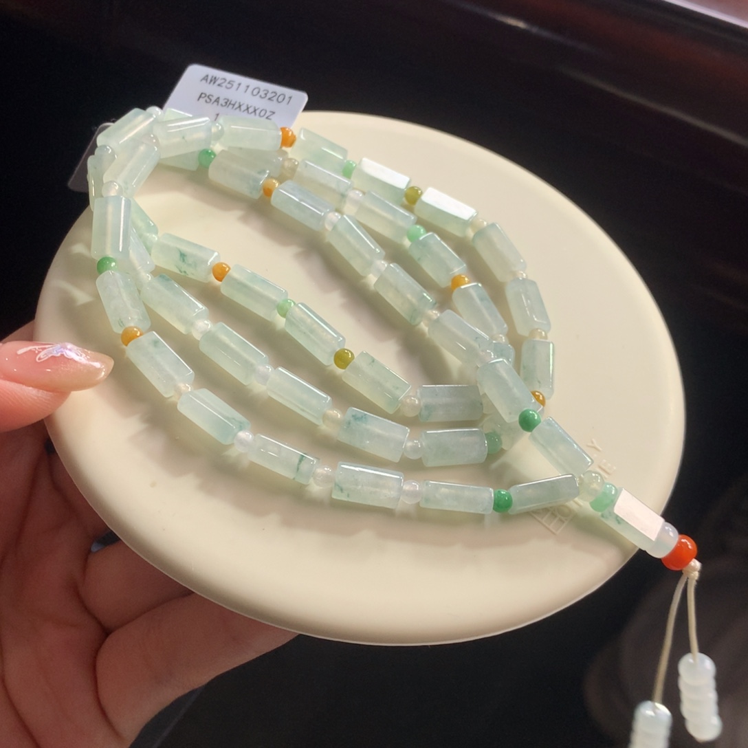 翡翠未镶嵌手链胶润飘花随形项链