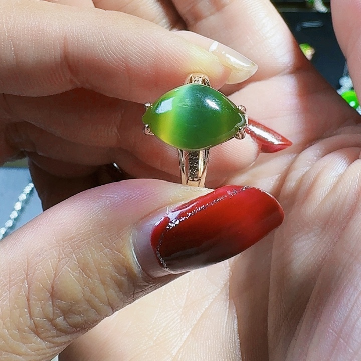 和田玉（碧玉）戒指银S925镶嵌