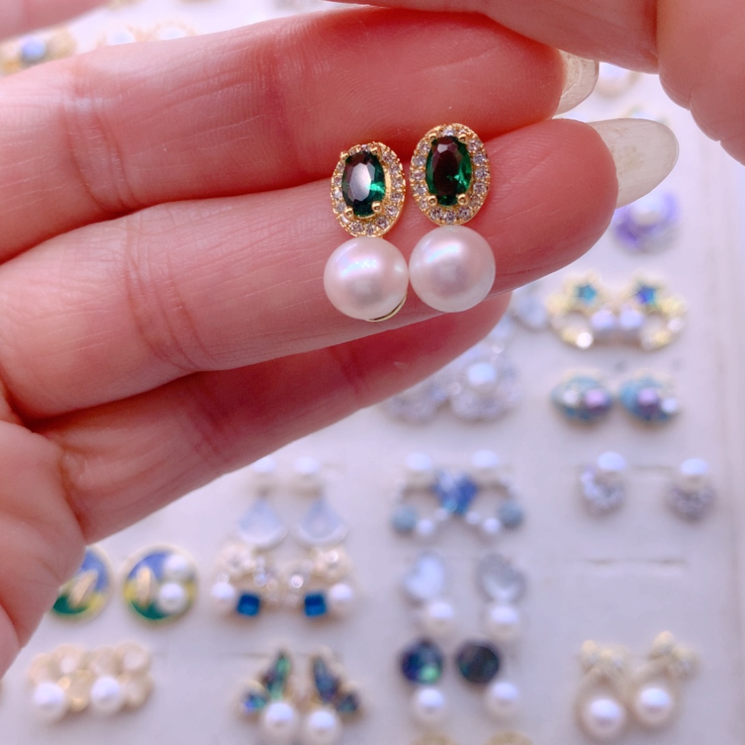 合金耳饰淡水珍珠