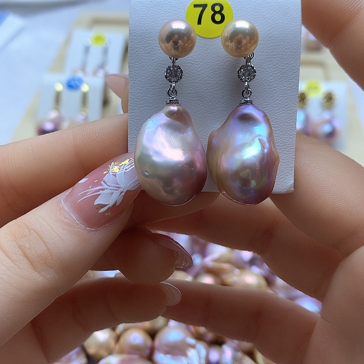 淡水珍珠耳饰银S925镶嵌