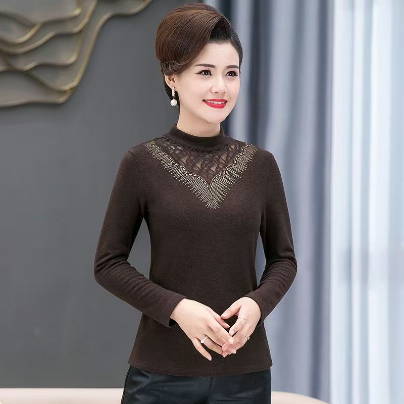 12067-秋冬新款妈妈装打底衫洋气上衣中老年女长袖小衫【老仓库】