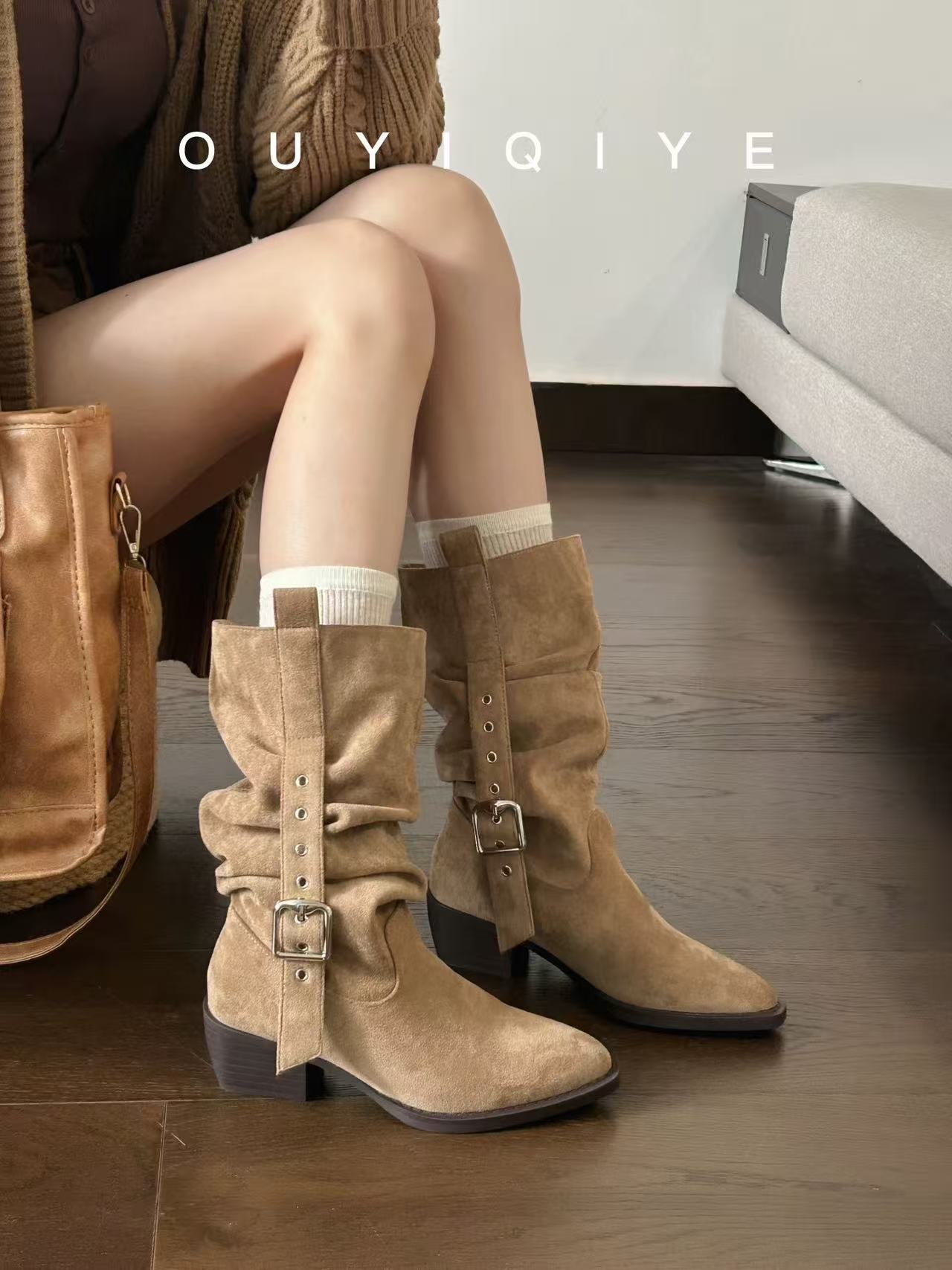 『雨美 Show』A586-1高跟尖头复古靴